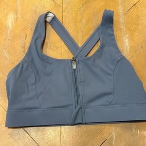Sz Medium Sports Bras Women's Blue Strappy Crossback Front Zip NWOT